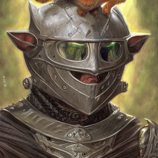 Image similar to Knight with the head of a cat, fantasy D&D character, portrait art by Donato Giancola and James Gurney, digital art, trending on artstation