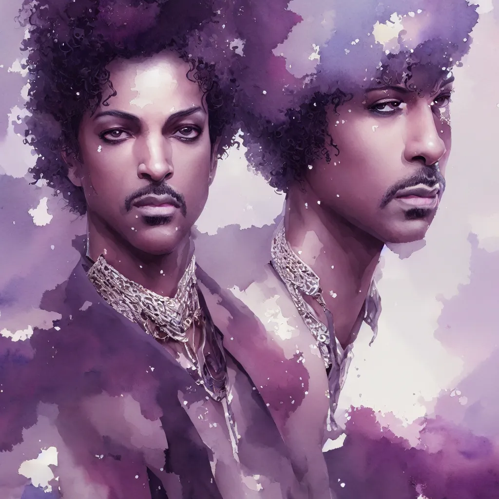 Prompt: beautiful watercolor painting of prince, intricate, elegant, highly detailed, digital painting, artstation, concept art, smooth, sharp focus,, dynamic lighting, ultrarealistic, cinematic, octane render, 8 k