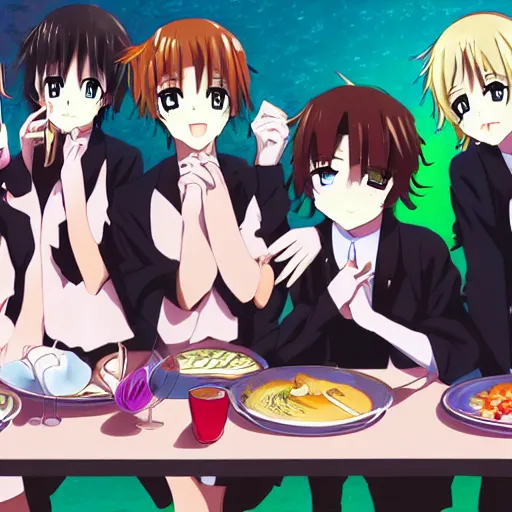 Prompt: the last supper in style of anime girl