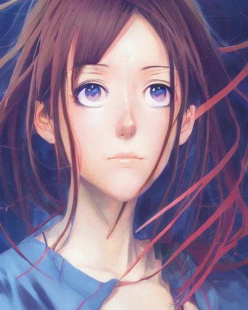 Image similar to anime portrait of Alanis Morissette as an anime woman by Stanley Artgerm Lau, WLOP, Rossdraws, James Jean, Andrei Riabovitchev, Marc Simonetti, and Sakimichan, trending on artstation