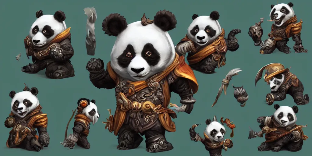 Prompt: sculptures of a pirate panda, art by World of Warcraft Art Direction, art station, concept art,