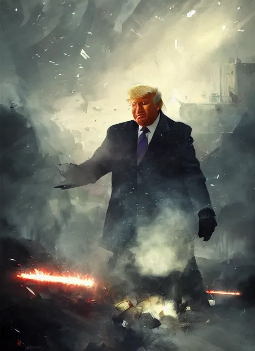 Prompt: Donald trump on a battlefield by greg rutkowski