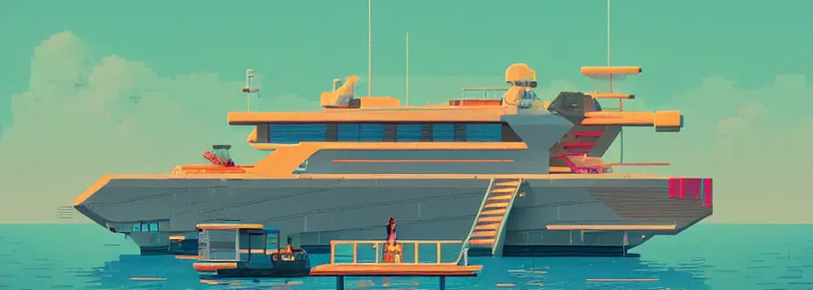 Prompt: apes flexing on yacht, pixel art, sexy colors, art by mike winkelmann