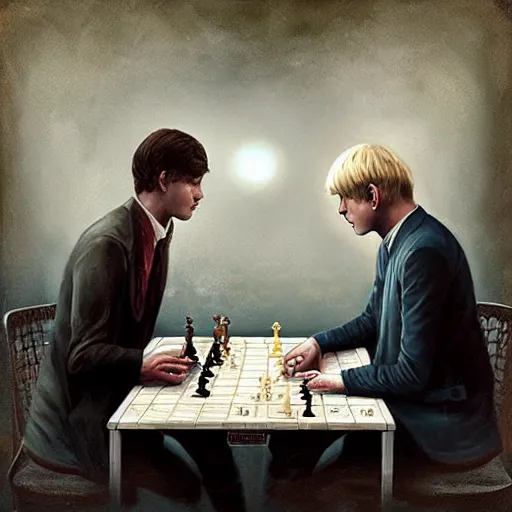prompthunt: intense moments from the match between bobby fischer vs boris  spassky, by tom bagshaw