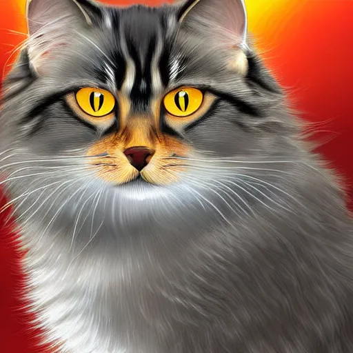 Image similar to Detailed shiny Siberian cat sitting on the moon, digital art