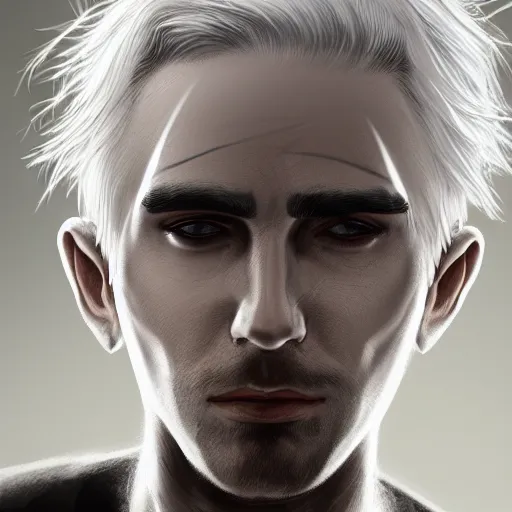 Prompt: mask, sad expression, male, white hair, long hair, white, concept art, photorealistic, highly detailed, sharp focus, artstation, digital painting