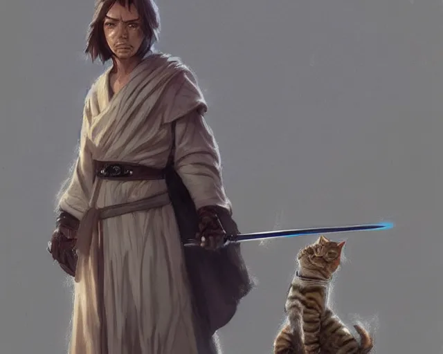 Image similar to cartoonish Jedi cat order, anime, a fantasy digital painting by Greg Rutkowski and James Gurney, trending on Artstation, highly detailed