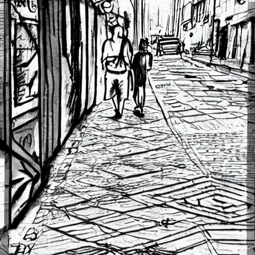 Prompt: tel aviv street drawing