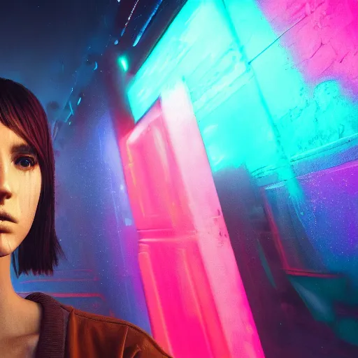 Image similar to human portrait formed out of rain, beautiful, neon, epic detail, galactic background, rendered in octane, unreal engine, realistic