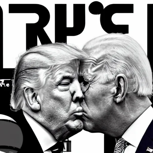 Prompt: photo of donald trump kissing biden on the head