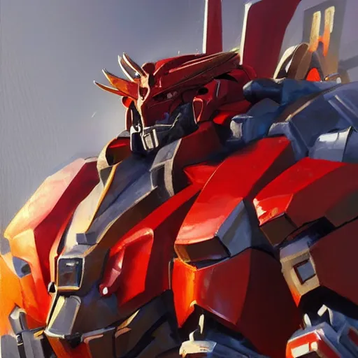 Image similar to greg manchess portrait painting of armored magnus the red with huge wings as overwatch character, medium shot, asymmetrical, profile picture, organic painting, sunny day, matte painting, bold shapes, hard edges, street art, trending on artstation, by huang guangjian and gil elvgren and sachin teng