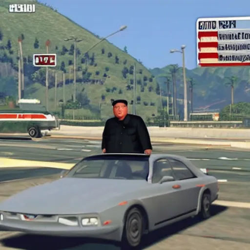 Prompt: kim jong - un in gta v