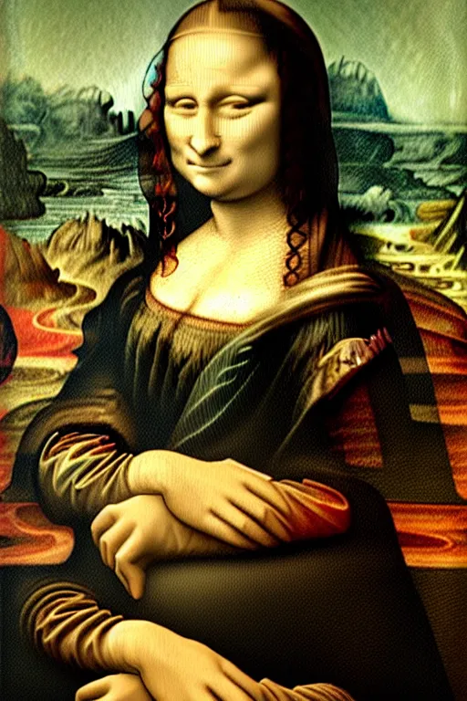 Image similar to mona lisa by van gogh