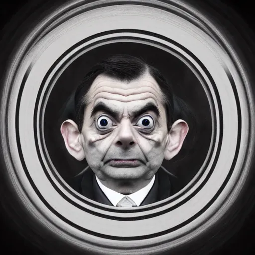 Image similar to beautiful esoteric occult art of Ouroboros Mr Bean, centered award winning high resolution hyper realistic photography 4k 8k 16k