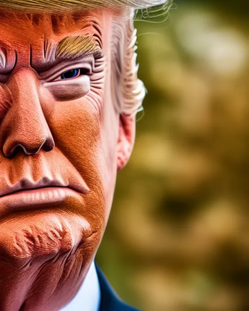 Prompt: award winning 5 5 mm close up face portrait photo of trump as songoku, in a park by stefan kosnic. rule of thirds.