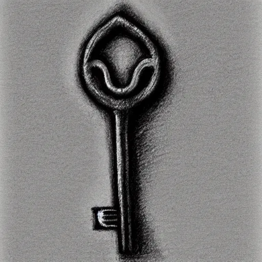 Image similar to a key in hand, simple pencil drawing