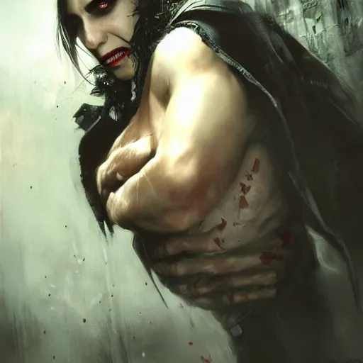 Prompt: the last male vampire in london by raymond swanland, highly detailed, dark tones