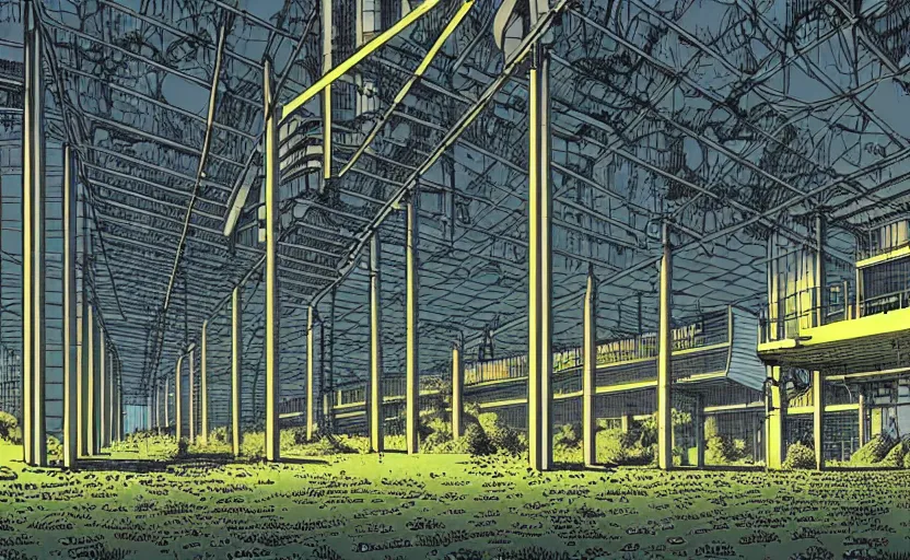 Image similar to industrial buildings surrounded by undergrowth by moebius