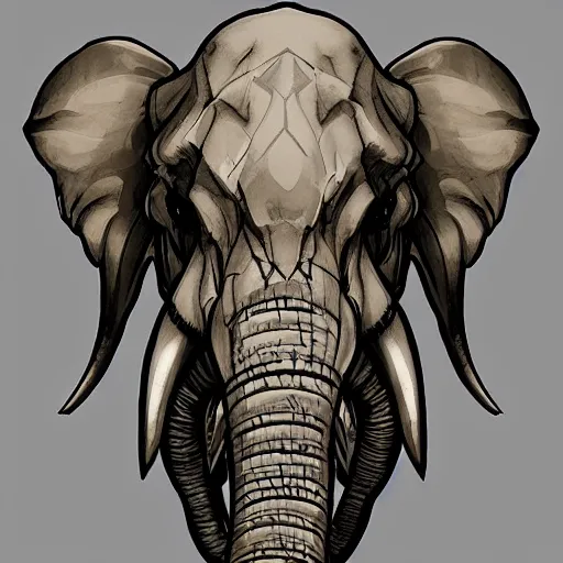 Prompt: elephant skull character art, pathfinder digital