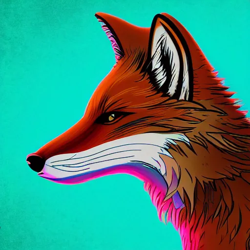 Prompt: digital fox, retrowave palette, digital world, highly detailed, electric breeze, anatomically correct vulpine, synth feel, fluffy face, ear floof, subtle geometry, flowing fur, super realism, accurate animal imagery, 4 k digital art