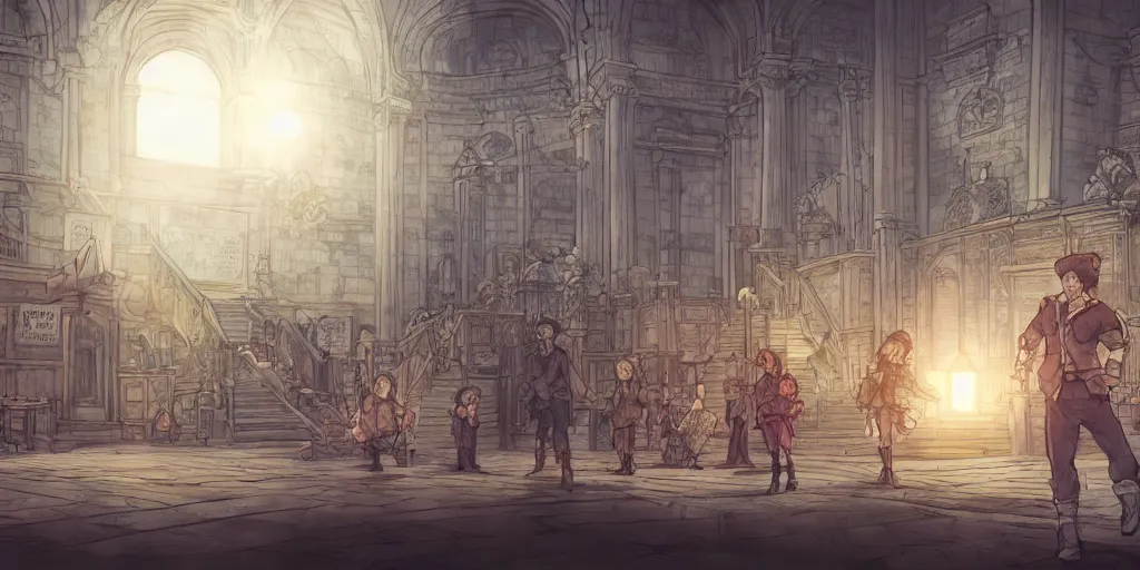 Image similar to but we refuse to believe that the bank of justice is bankrupt. ultrafine highly detailed colorful illustration, intricate linework, sharp focus, octopath traveler, final fantasy, unreal engine highly rendered, global illumination, radiant light, intricate environment