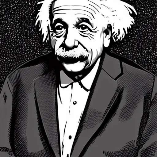 Prompt: albert einstein portrait by laurie greasley