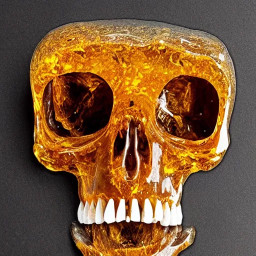 Prompt: fossilized human remains found in amber