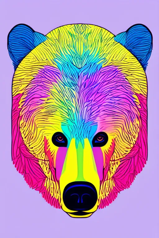 Image similar to minimalist boho style art of a colorful bear, illustration, vector art