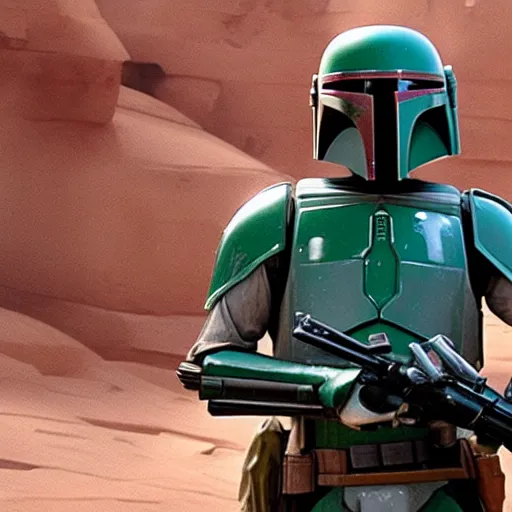 Prompt: Film still of Boba Fett, from Disney Pixar's Up (2009)