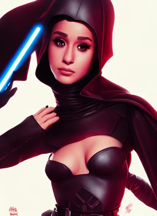 Image similar to Ariana Grande as an evil Sith lord trained by Darth Vader. Star Wars, artstation, Octane Render, 8K resolution, photo realism character art by Artgerm