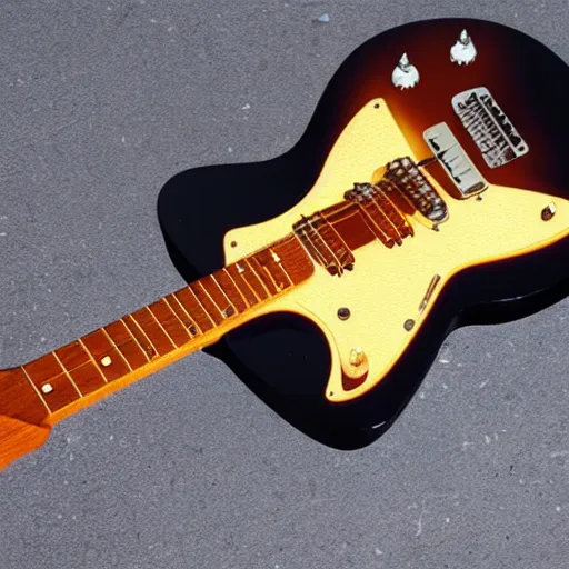 Prompt: a photograph of an electric guitar made of maple syrup