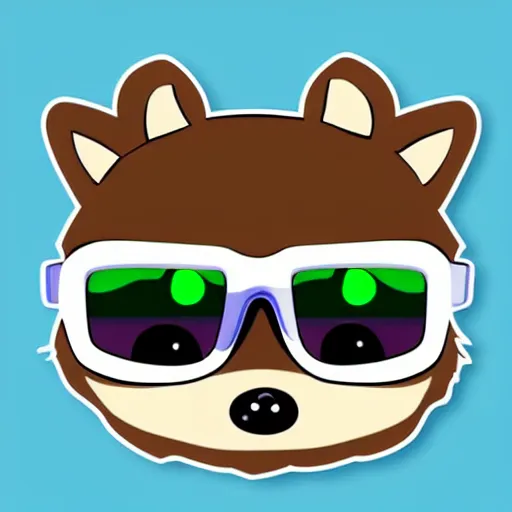 Prompt: a cute raccoon + wearing 3D glasses, sticker art, trending on artstation
