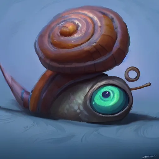 Prompt: cute snail as a cinnamon roll, pixar, digital painting, painterly, concept art, greg rutkowski, don bluth