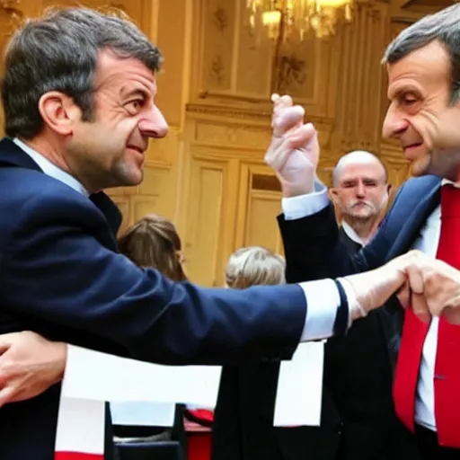 Image similar to jean luc melenchon is spanking emmanuel macron, by easo andrew