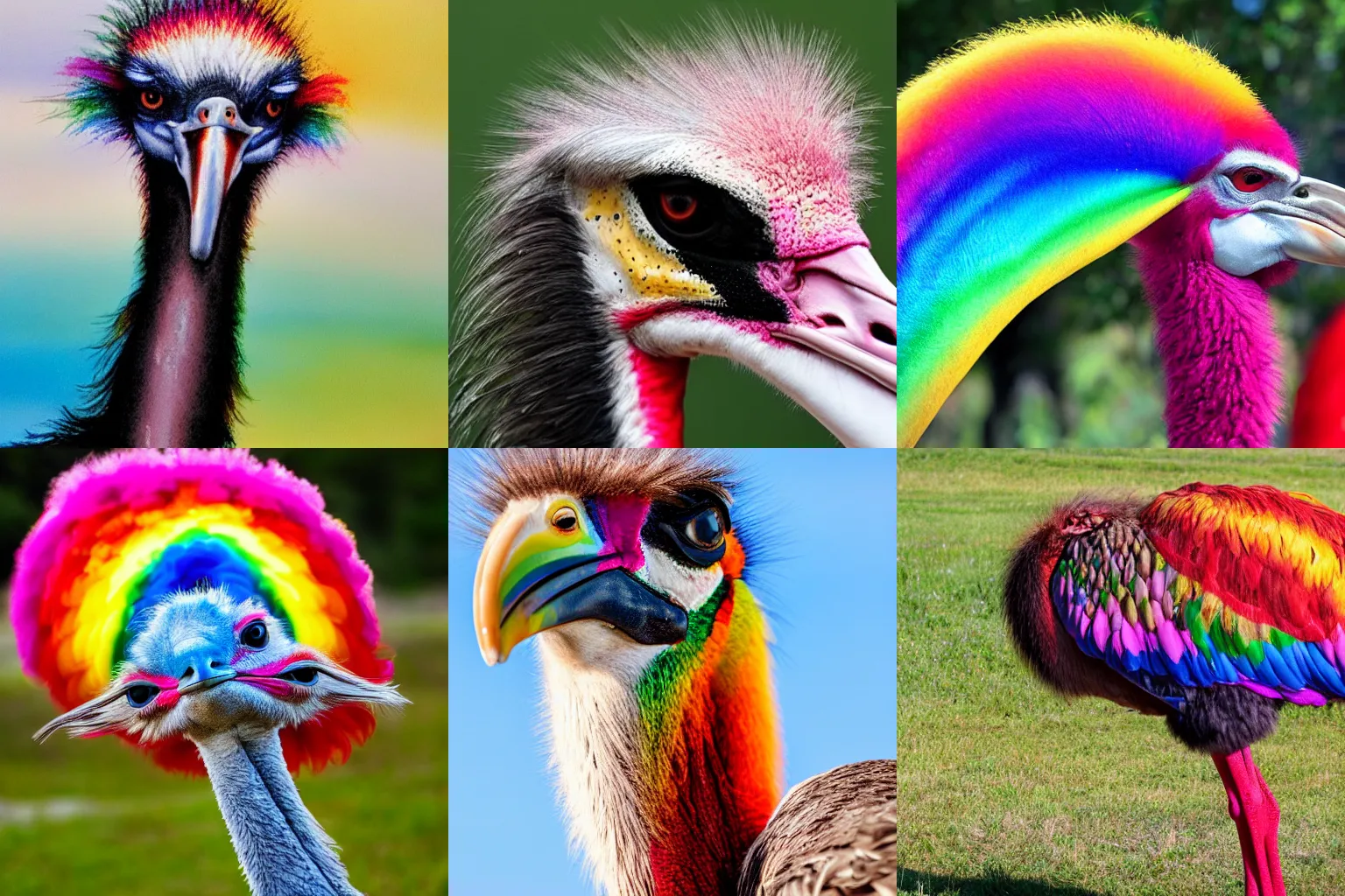 Prompt: a rainbow ostrich