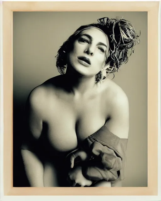 Image similar to anthropomorphic Hippo dressed as madonna ciccone, photograph in the style of Annie Leibovitz