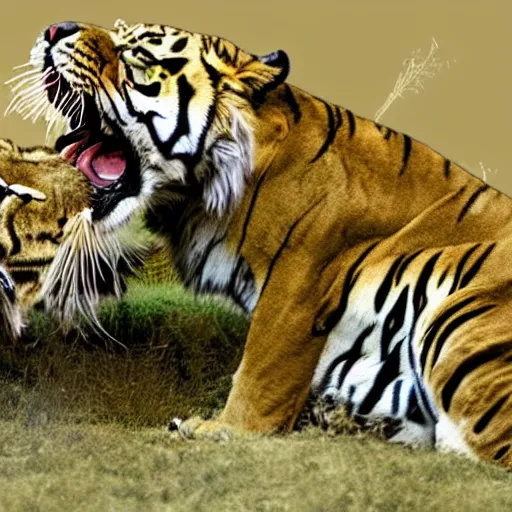 Image similar to tiger fighting a lion