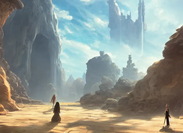 Prompt: a portal to riyadh city, digital painting, concept art, smooth, sharp focus, illustration by studio ghibli, rutkowski, caspar david friedrich, blizzard warcraft artwork