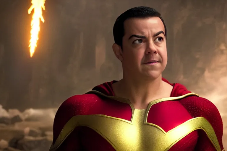 Prompt: david f. sandberg as shazam from shazam ( 2 0 1 9 ), cinematography