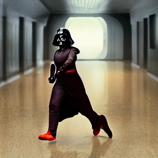 Image similar to female darth mother running away