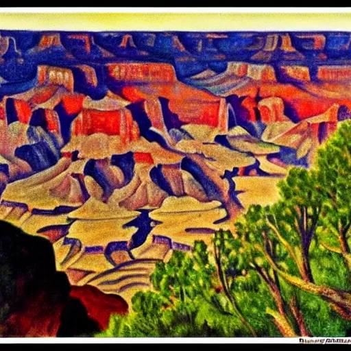 Prompt: Grand Canyon scene by Rivera. FROG! FROG! FROG! FROG!