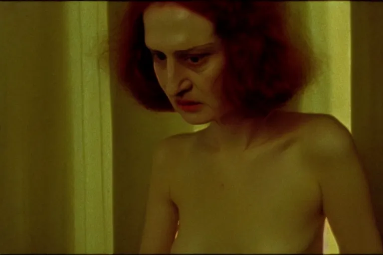 Image similar to a movie still by walerian borowczyk, immoral tales, grain, technicolor, high definition, remastered, wide angle, 7 0 mm, wide shot, cinematic