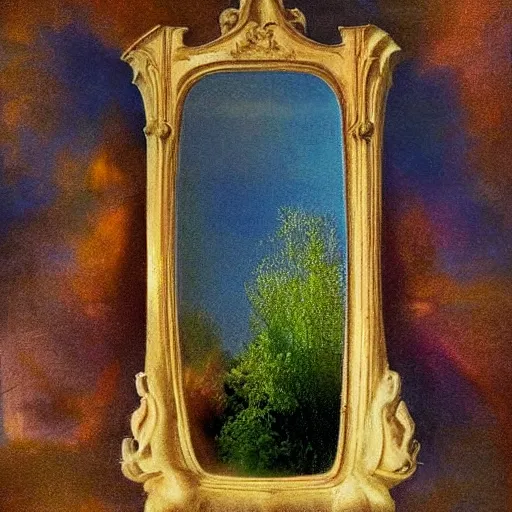 Prompt: a dreamscape inside a mirror