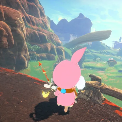 Image similar to A Moogle in The Legend of Zelda Breath of the Wild, toon shading, npr