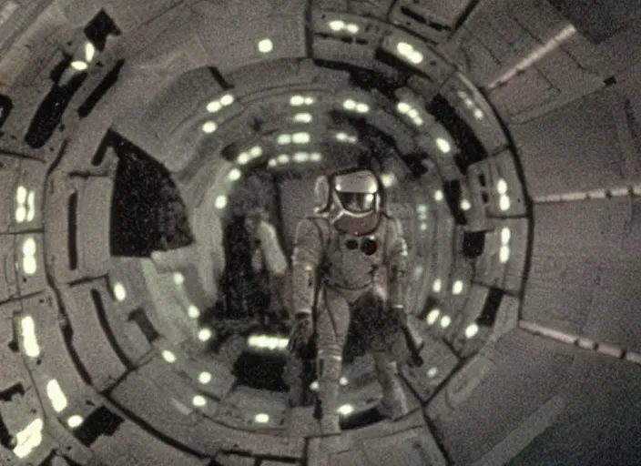 Prompt: scene from the 1898 science fiction film 2001: A Space Odyssey