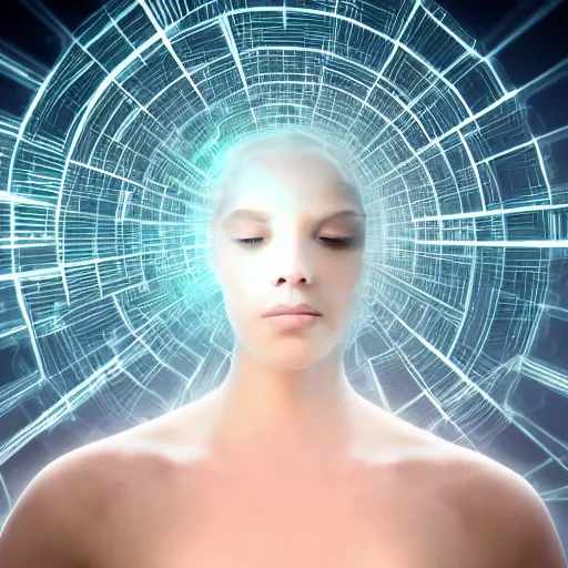 Image similar to surreal ethereal digital consciousness ai, ultra - hd