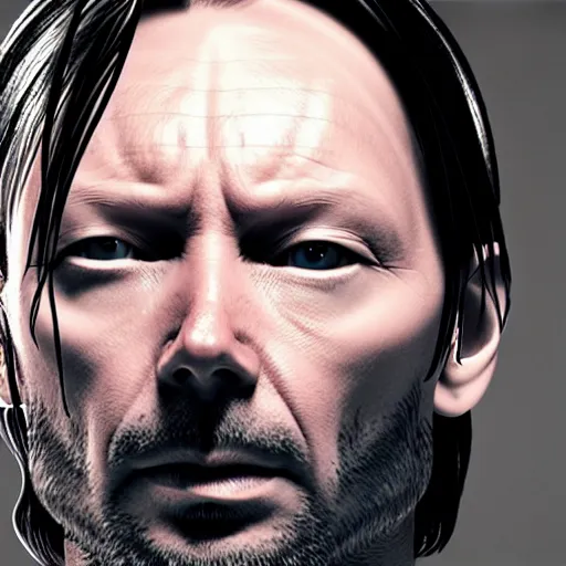 Image similar to thom yorke as john wick professional photo shot