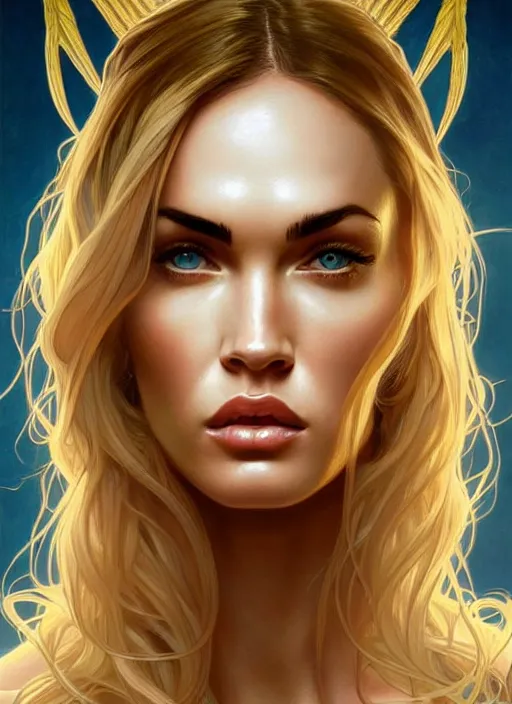 portrait of megan fox as an blonde angel, wings, | Stable Diffusion ...