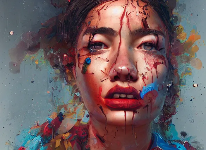 Prompt: a young hispanic woman!!! portrait, photorealistic, highly detailed, art by simon stalenhag, raymond swanlad and alberto seveso