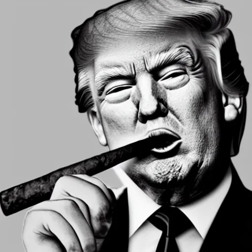 Image similar to a high quality photo of donald trump smoking a cigar, ultra realistic, artstation, cgsociety